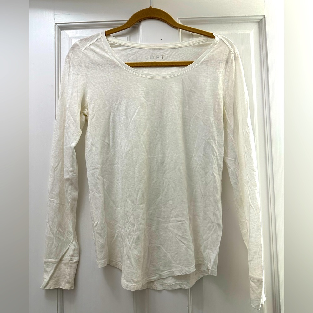 LOFT Long Sleeve White Tee